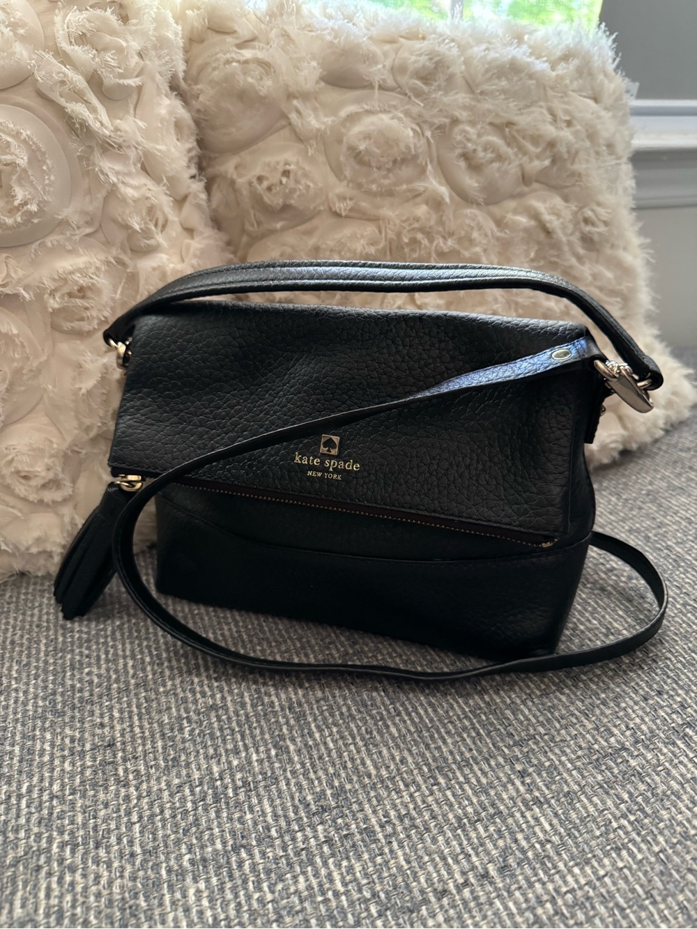Kate Spade New York Black Pebbled Leather Crossbody Shoulder Bag
